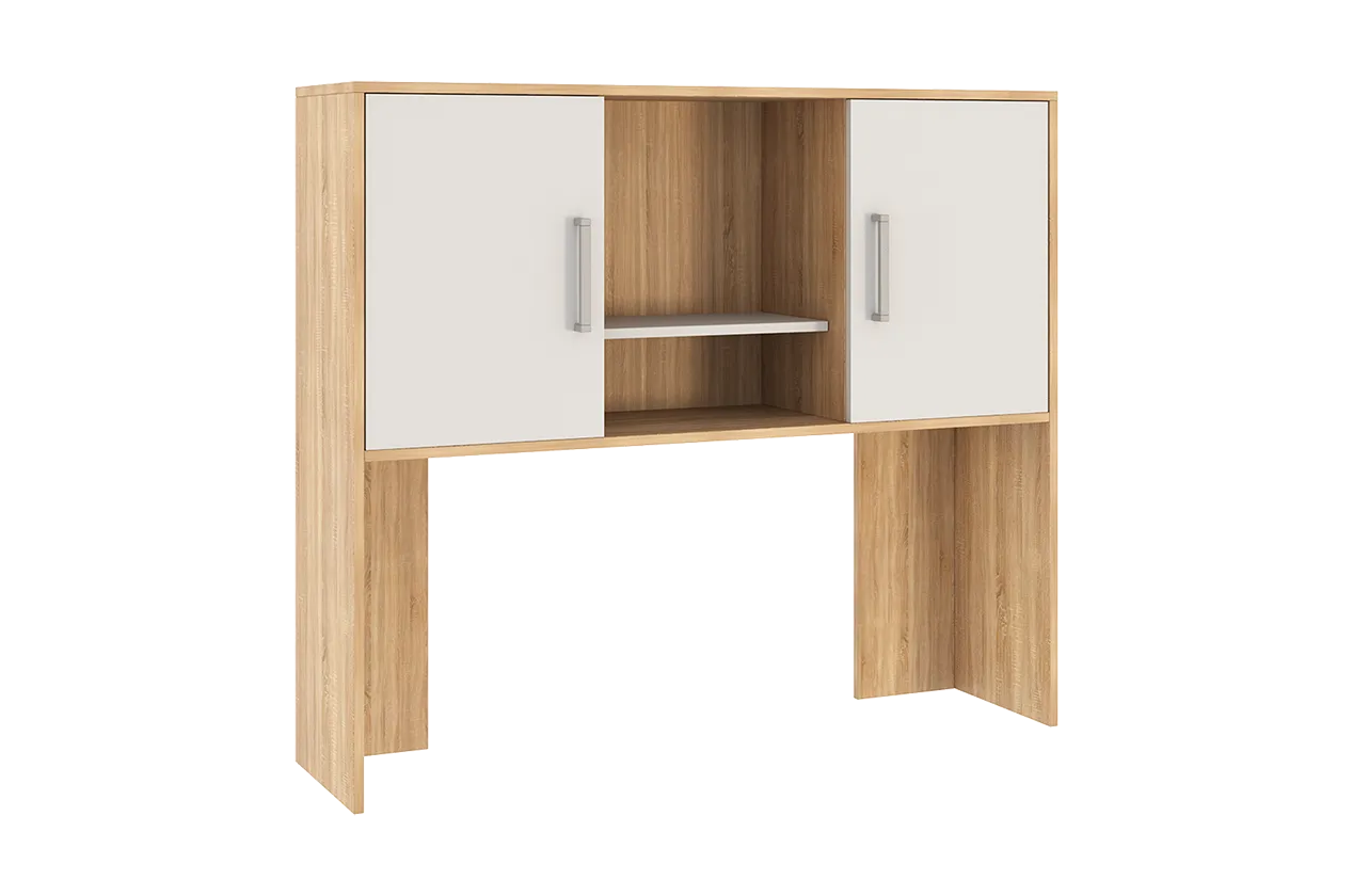 Надстройка стола компьютерного 1200 Лайт-2 дуб сонома/белый в Ишиме - ishim.mebel-tymen.ru | фото