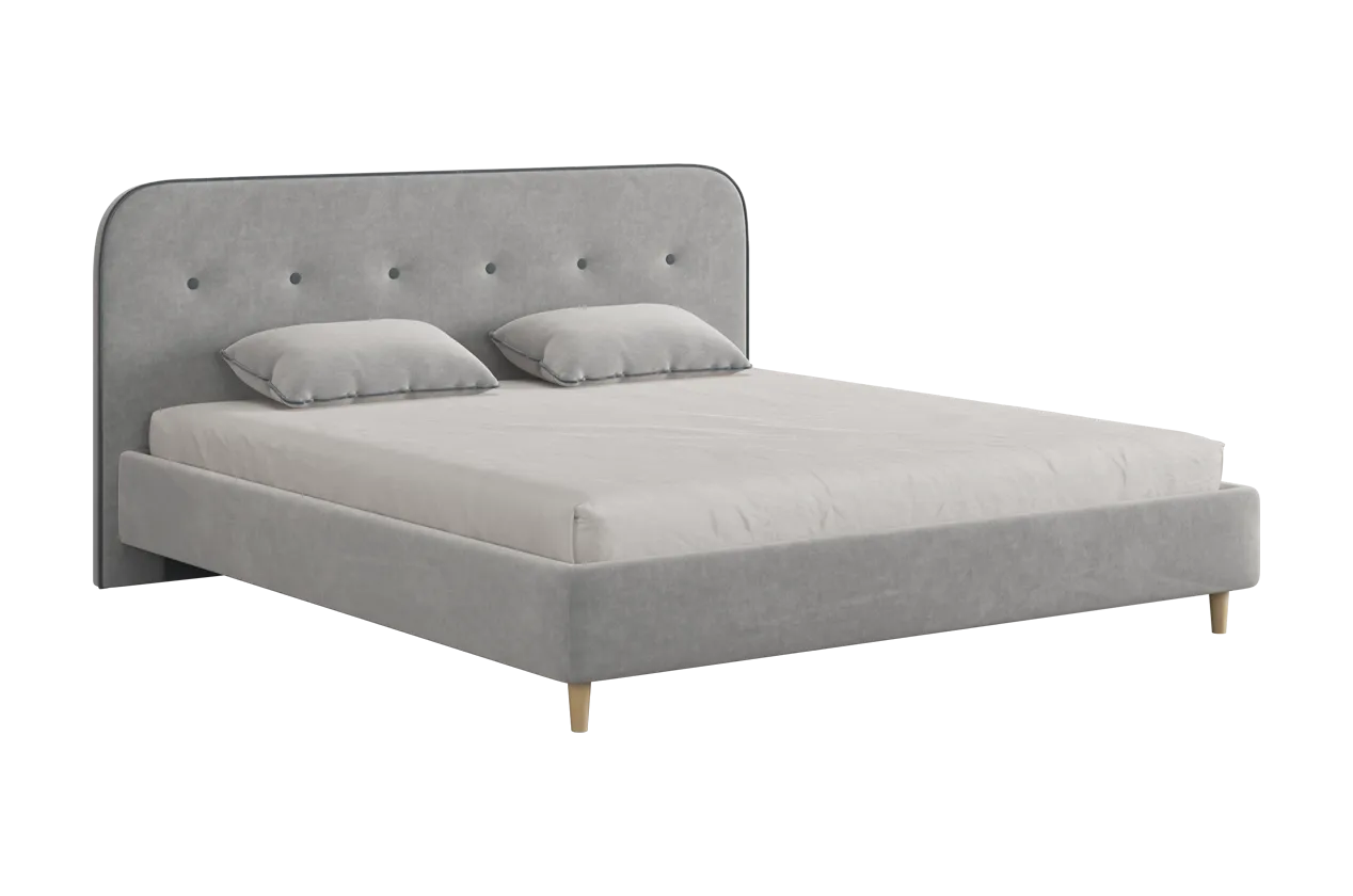 Кровать с основанием Лео 180х200 см галька (велюр)/графит (велюр) в Ишиме - ishim.mebel-tymen.ru | фото