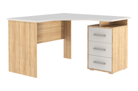 Стол компьютерный 1200 угловой Лайт-2 дуб сонома/белый в Ишиме - ishim.mebel-tymen.ru | фото
