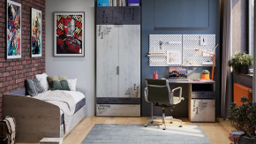 Детская «Оксфорд-2» Матера, Дуб крафт белый с рисунком в Ишиме - ishim.mebel-tymen.ru | фото