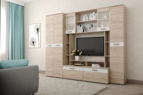 Гостиная Белла Дуб сонома/Белый глянец в Ишиме - ishim.mebel-tymen.ru | фото