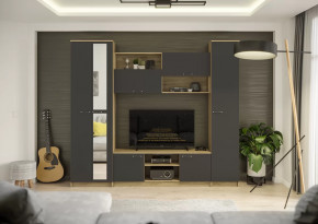 Гостиная Герда Дуб крафт серый/Антрацит в Ишиме - ishim.mebel-tymen.ru | фото