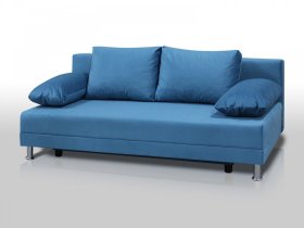 Диван Комфорт без подлокотников 4 подушки микровелюр голубой в Ишиме - ishim.mebel-tymen.ru | фото
