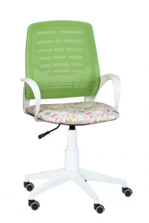 Кресло Ирис WHITE, сетка W (салатовая)/ткань Т54 (единорог) (подлокот.084) белая крестовина в Ишиме - ishim.mebel-tymen.ru | фото