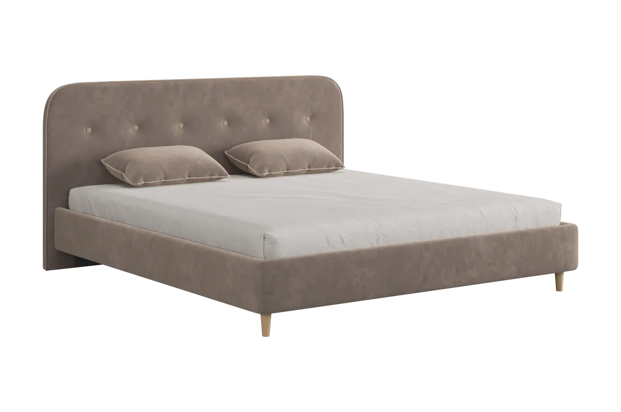 Кровать с основанием Лео 180х200 см латте (велюр)/капучино (велюр) в Ишиме - ishim.mebel-tymen.ru | фото