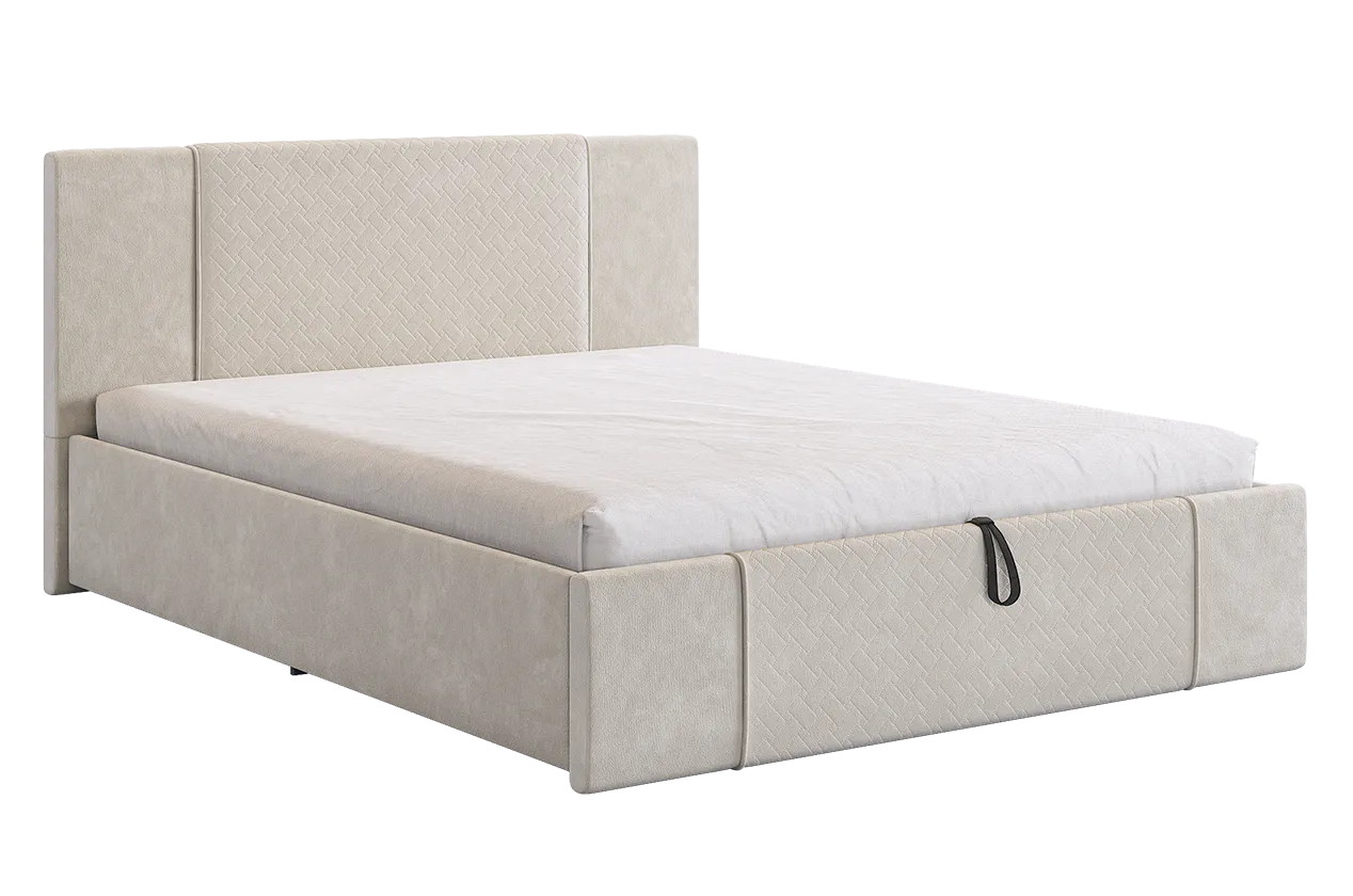 Кровать с подъемным механизмом Хлоя 160х200 см крем (велюр) в Ишиме - ishim.mebel-tymen.ru | фото
