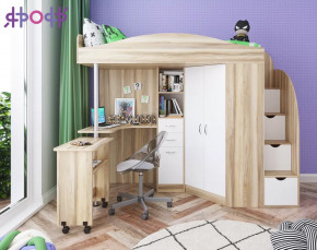 Кровать чердак Юниор 4 Винтерберг, Дуб молочный Ярофф в Ишиме - ishim.mebel-tymen.ru | фото