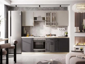 Кухня Николь-1 2.4 м. (унив-й Р-600д) Дуб сонома/Серый дым софт/Графит софт в Ишиме - ishim.mebel-tymen.ru | фото