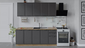 Кухонный гарнитур «Белладжио» длиной 200 см Дуб Крафт золотой, Софт графит в Ишиме - ishim.mebel-tymen.ru | фото