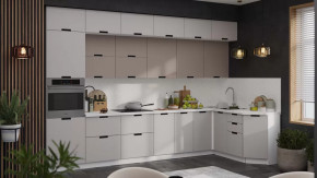 Кухонный гарнитур «Гренада» №11 Белый, Холст латте, Холст мокко в Ишиме - ishim.mebel-tymen.ru | фото