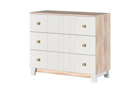 Ланзетти Комод 3 ящика Дуб Торонто/Жемчуг в Ишиме - ishim.mebel-tymen.ru | фото