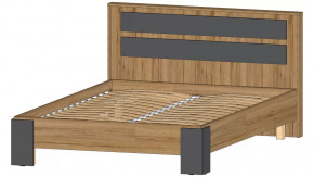 Ленора Кровать 1400 Дуб вотан/Графит в Ишиме - ishim.mebel-tymen.ru | фото