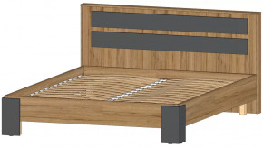 Ленора Кровать 1600 Дуб вотан/Графит в Ишиме - ishim.mebel-tymen.ru | фото