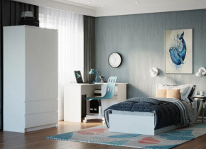 МОРИ КРМ 900.1/1 Кровать (сп/м 900*2000мм), ЛДСП белый (МП/3) в Ишиме - ishim.mebel-tymen.ru | фото