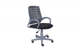 Кресло Ирис пластик серый-сетка серая/ткань NEO-26 (флок) серая (подл.пластик серый)/осн.пластик серый в Ишиме - ishim.mebel-tymen.ru | фото