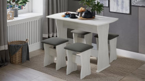 Обеденная группа тип 1 Дуб крафт белый/Велюр серый в Ишиме - ishim.mebel-tymen.ru | фото