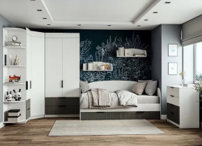 Подростковая Лавис, набор №БГС-1, белый/графит софт, белый софт в Ишиме - ishim.mebel-tymen.ru | фото