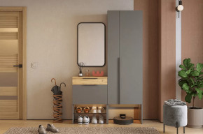 Прихожая Баско К8 графит/дуб крафт золотой/черный в Ишиме - ishim.mebel-tymen.ru | фото