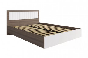 РОЗА Кровать 1400 с ПМ (сп/м 1400*2000мм), (ортопед.основание), ЛДСП Орех франклин/МДФ в Ишиме - ishim.mebel-tymen.ru | фото