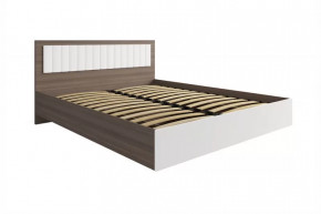РОЗА Кровать 1600 с ПМ (сп/м 1600*2000мм), (ортопед.основание), ЛДСП Орех франклин/МДФ в Ишиме - ishim.mebel-tymen.ru | фото