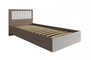 РОЗА Кровать 900 с ПМ (сп/м 900*2000мм), (ортопед.основание), ЛДСП Орех франклин/МДФ в Ишиме - ishim.mebel-tymen.ru | фото