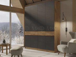 Шкаф 4-х створчатый Роджинамиф, дуб крафт/графит в Ишиме - ishim.mebel-tymen.ru | фото