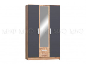 Шкаф для одежды 3-дверный Мартина ЛДСП Графит, Дуб крафт в Ишиме - ishim.mebel-tymen.ru | фото