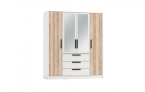 Шкаф для одежды 83.07 Вегас (4-х дв.) с зеркалом (ЛДСП Белый) в Ишиме - ishim.mebel-tymen.ru | фото