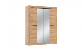 Шкаф для одежды 90.01 Флорида (4-х дв.) с зеркалом (ЛДСП Дуб золотой / ЛДСП Венге) в Ишиме - ishim.mebel-tymen.ru | фото