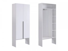 Шкаф двухдверный L800 Баско белое дерево в Ишиме - ishim.mebel-tymen.ru | фото