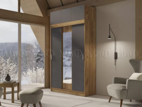 Шкаф с антресолью Басямиф, графит/дуб крафт в Ишиме - ishim.mebel-tymen.ru | фото