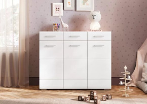 СИМБА Комод 3ящ, 3дв. (ш1200*г442*в985мм), Белый глянец в Ишиме - ishim.mebel-tymen.ru | фото