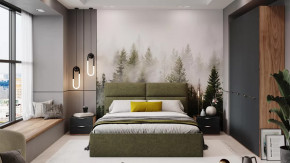 Спальный гарнитур «Глосс» №10 Яблоня Беллуно, Стекло Графит матовый, Микровелюр Jercy Deep Green в Ишиме - ishim.mebel-tymen.ru | фото