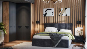 Спальный гарнитур «Глосс» №9 Яблоня Беллуно, Стекло Графит матовый в Ишиме - ishim.mebel-tymen.ru | фото