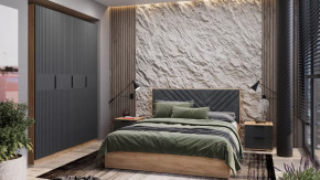 Спальный гарнитур «Хилтон» №2 Дуб Крафт золотой, Графит матовый в Ишиме - ishim.mebel-tymen.ru | фото