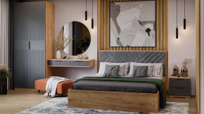 Спальный гарнитур «Хилтон» №3 Дуб Крафт золотой, Графит матовый в Ишиме - ishim.mebel-tymen.ru | фото