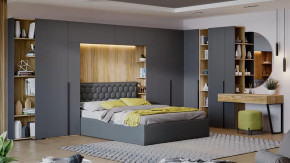 Спальный гарнитур «Порто» №3 Яблоня Беллуно, Графит софт, Велюр Confetti Stone в Ишиме - ishim.mebel-tymen.ru | фото