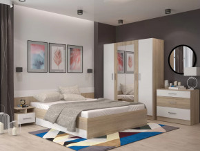 Спальня Леси Сонома-Белый с четырехстворчатым шкафом в Ишиме - ishim.mebel-tymen.ru | фото