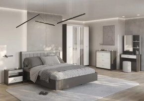 СТЕФАНИ Спальня №1, ЛДСП Графит-МДФ Серый софт/ЛДСП Рамух белый в Ишиме - ishim.mebel-tymen.ru | фото