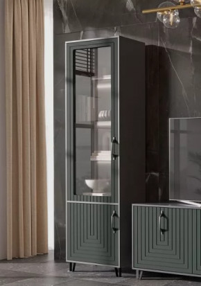 Стеклопенал Квадро М-1 серый графит/софт пестовый в Ишиме - ishim.mebel-tymen.ru | фото