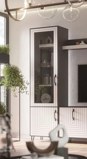 Стеклопенал Квадро М-1 серый графит/софт вайт в Ишиме - ishim.mebel-tymen.ru | фото