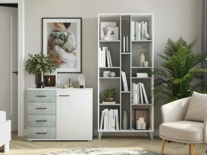 Стеллаж с комодом Asti и Nova Белый-Бетон в Ишиме - ishim.mebel-tymen.ru | фото