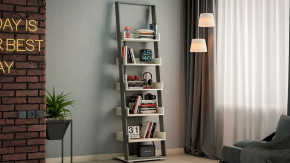 Стеллаж тип 15 Дуб крафт белый, Графит Серый в Ишиме - ishim.mebel-tymen.ru | фото