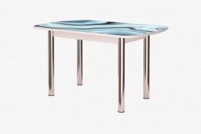 Стол Бостон 2, фотопечать Агат, белый/хром в Ишиме - ishim.mebel-tymen.ru | фото