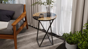 Стол журнальный ДП 1-03-05 исп. 2 Черный, Стекло с рисунком Слэб черный в Ишиме - ishim.mebel-tymen.ru | фото