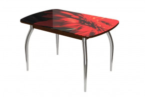 Стол овальный Бостон-2 Красная гербера/венге 1100*700 мм, хром триумф в Ишиме - ishim.mebel-tymen.ru | фото