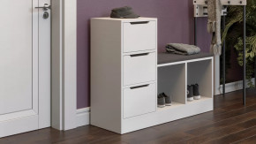 Тумба для обуви Тип 14 Белый Ясень, Велюр Серый в Ишиме - ishim.mebel-tymen.ru | фото