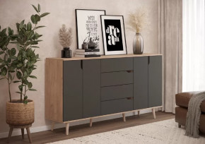 Тумба многофункциональная 6-56002 Дуб Крафт Табачный/Графит в Ишиме - ishim.mebel-tymen.ru | фото