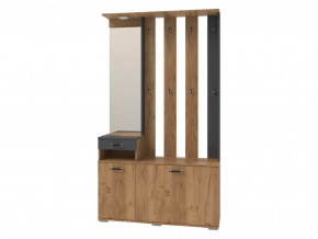 Вешалка с зеркалом Бостон Секция-7 Дуб Вотан/Антрацит в Ишиме - ishim.mebel-tymen.ru | фото