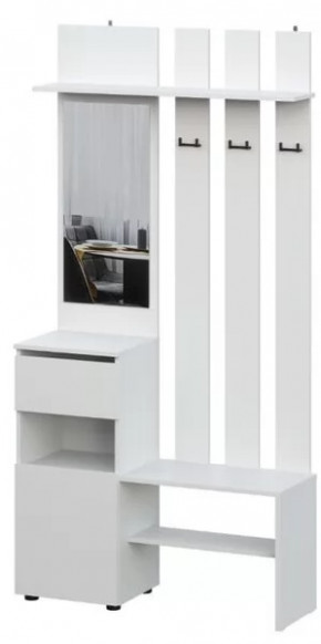 Вешалка с зеркалом Денвер SAFE Белый в Ишиме - ishim.mebel-tymen.ru | фото